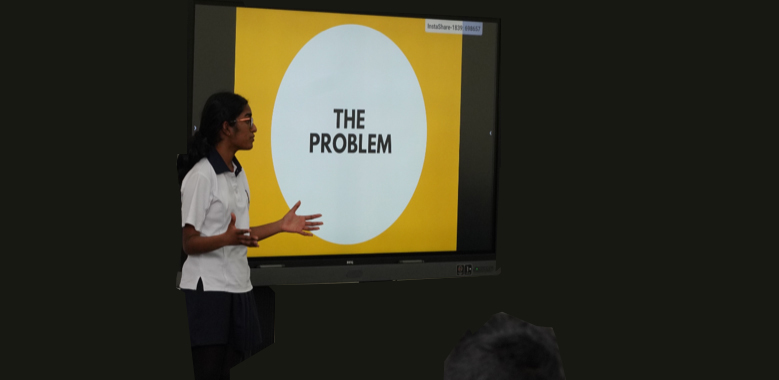 PMS student Nirmanee Mallawa Thanthrige presenting her ideas